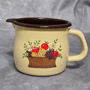 FTD Enamel Planter‎ Mug Pitcher Fruit Basket Brown 1986